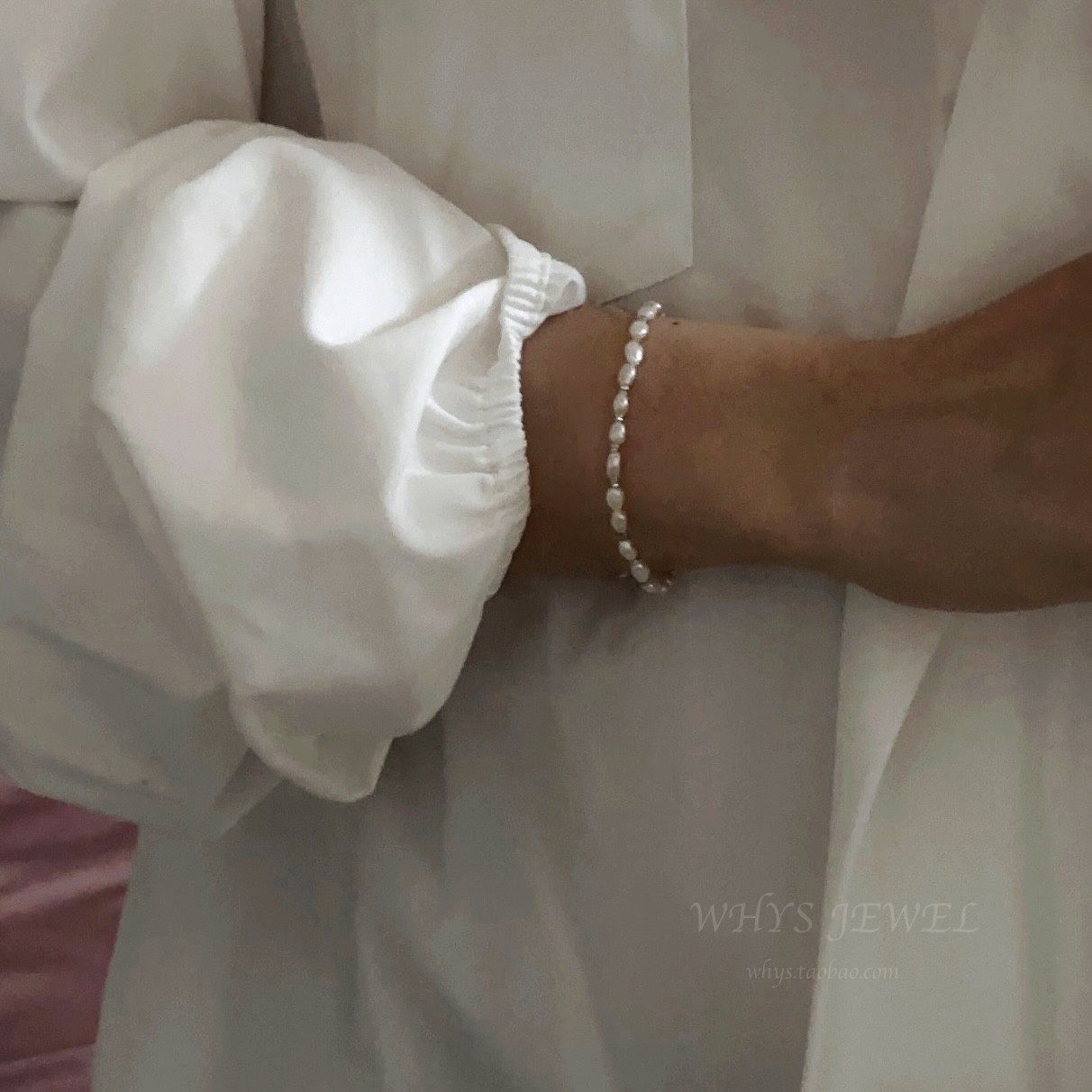 WHYs原创巴洛克珍珠碎银子手链