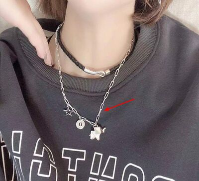 韩国定制重工质感925纯银拼接字母圆牌小象短款项链锁骨链女