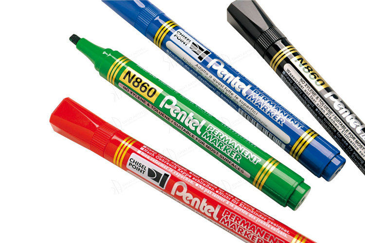 일본 펜텔 N860 플랫 팁 마커 펜텔 유성 펜 블랙
