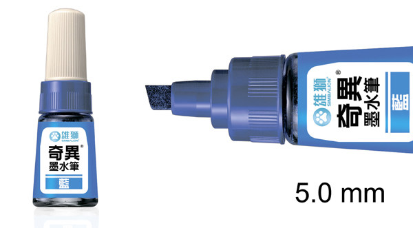 사자 이국적인 잉크 펜 NO.300 삼각형 유리 병 잉크 펜 사각형 머리 5.0MM 8 가지 색상 사용 가능