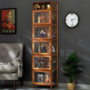 家用好看收纳柜子储物柜置物柜书架书柜多层带柜门放手办的展示柜