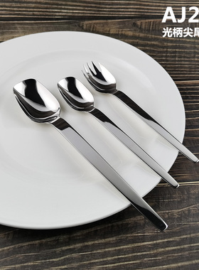 AJ234光柄尖尾系列18/10不锈钢餐具铲形勺子蛋糕面包异形创意勺叉