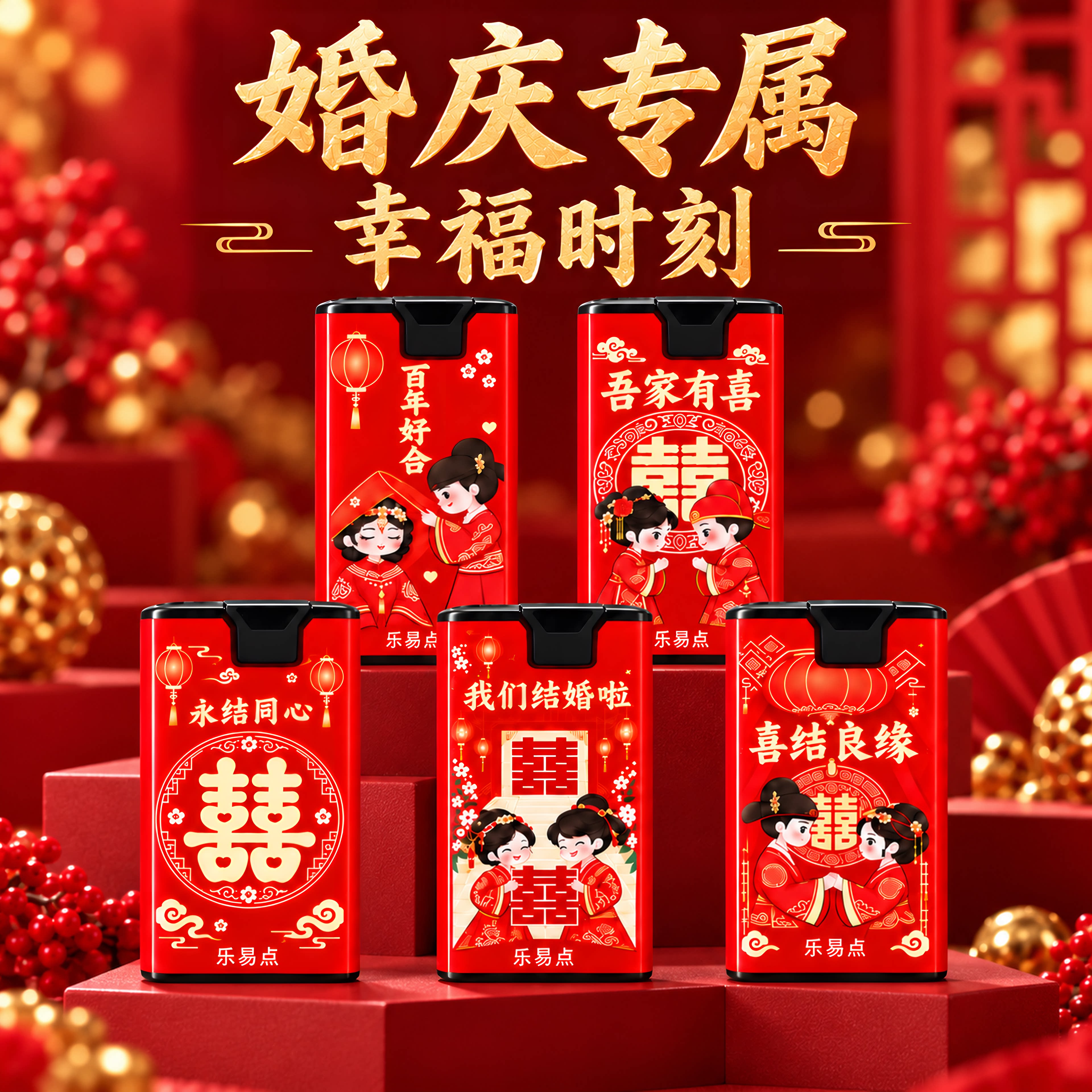 婚庆打火机结婚喜字金属防风蓝焰直冲婚礼用品批发定制