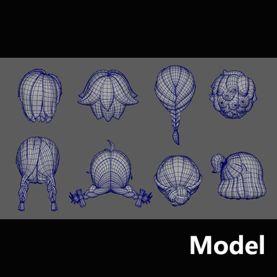 Model 80组卡通头发模型（无贴图）素材