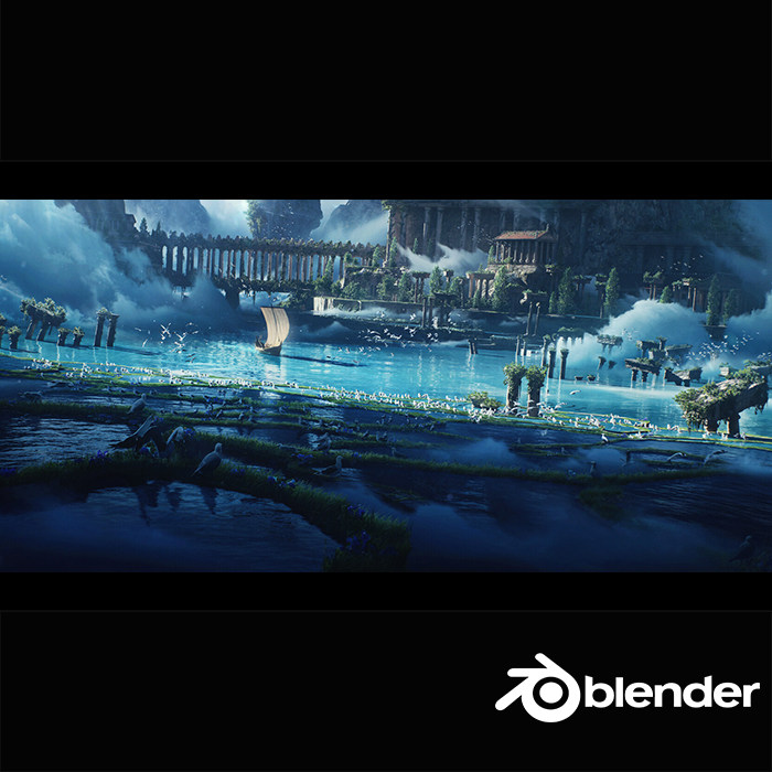 blender 极乐净土幻想世界场景ps概念设计