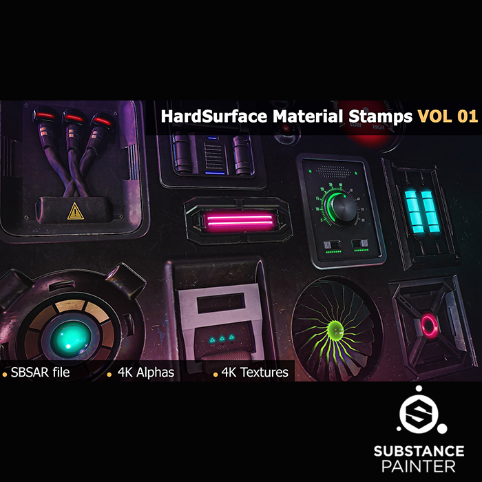 Substance 15组硬表图章sbsar材质球贴图素材