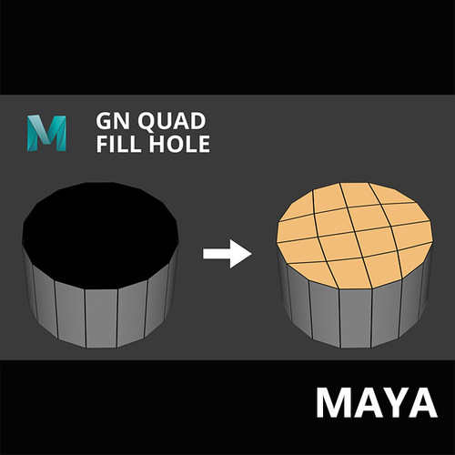 Tools maya封面补洞四边面脚本插件GN Quad Fill Hole