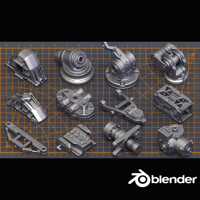 Blender 400组科幻硬表面机甲零部件 kitbash