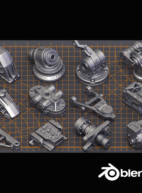 Blender 400组科幻硬表面机甲零部件 kitbash