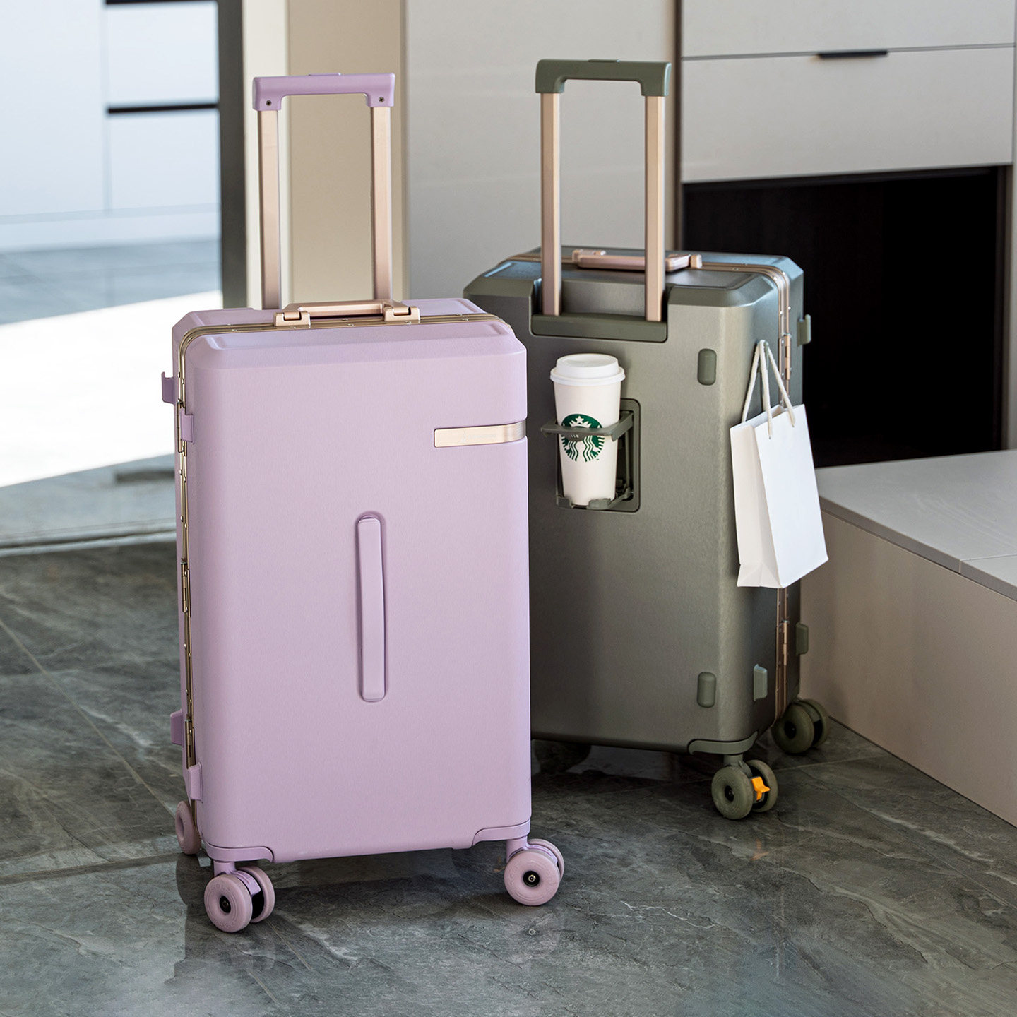 袋鼠紫色行李箱女生高颜值20寸可上飞机2026新款铝框登机拉杆箱24