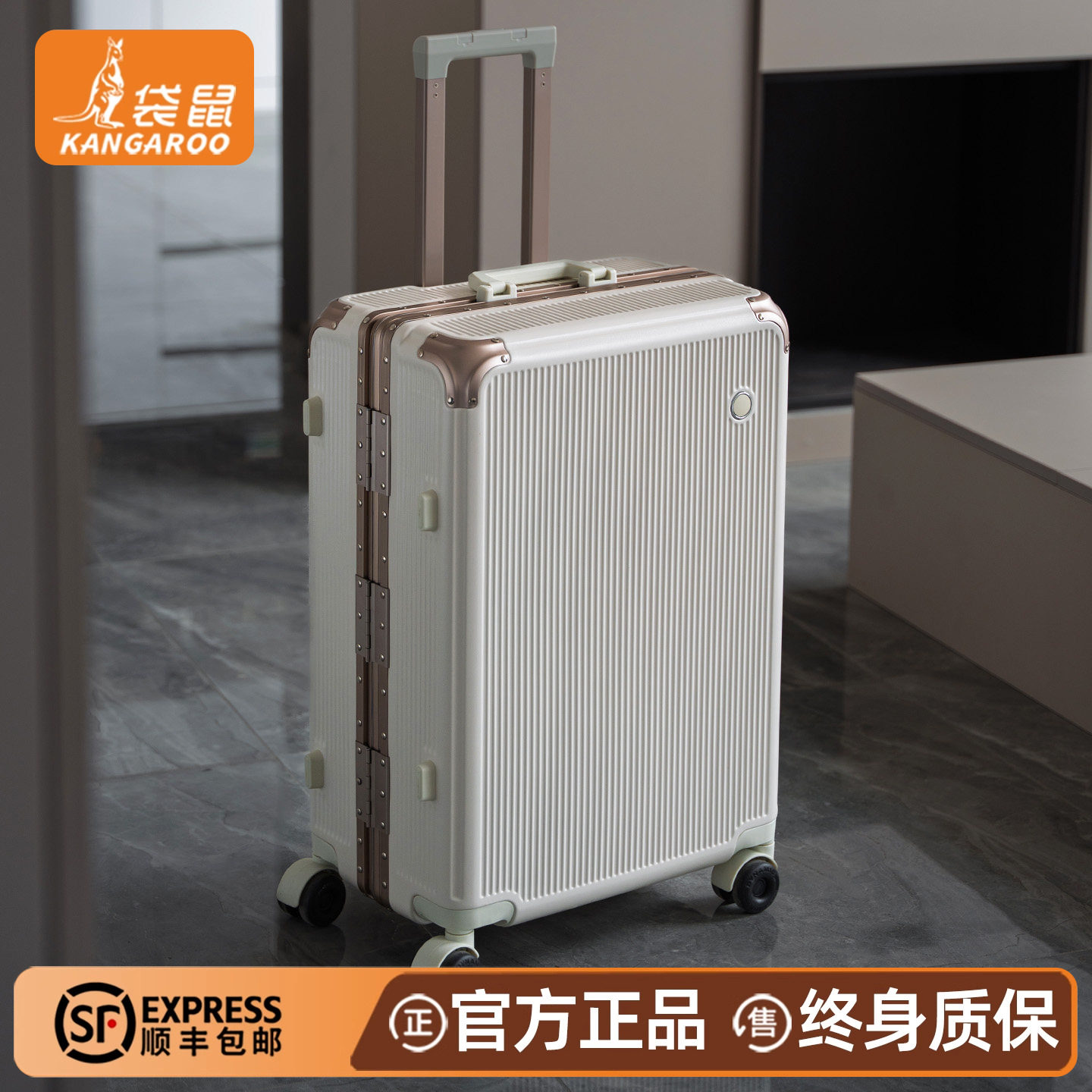 袋鼠2025新款行李箱可上飞机20寸登机结实耐用女旅行拉杆密码皮箱