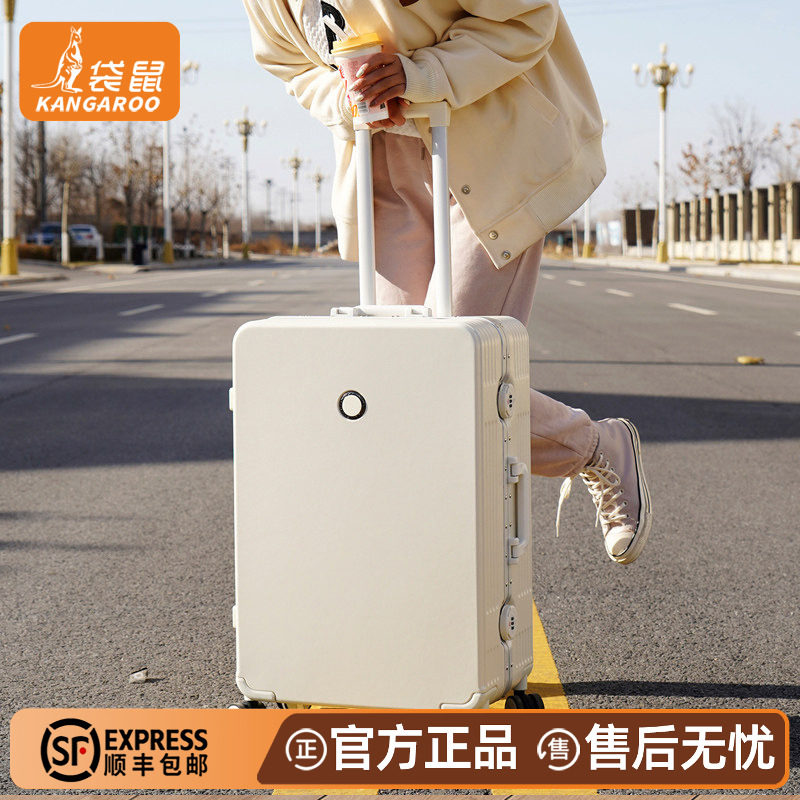 袋鼠加厚耐用万向轮登机拉杆箱图片