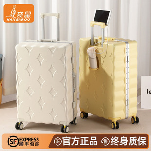 袋鼠2026新款拉杆行李箱结实耐用加厚女拉链款旅行密码皮箱子24寸