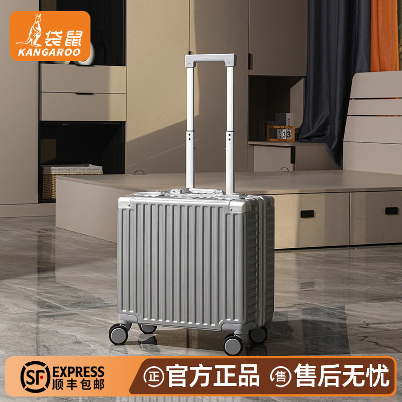 袋鼠正品银色小号男士密码皮箱子图片