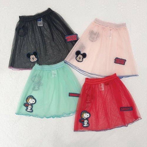 日单markeys新款四色米奇史努比双层薄纱刺绣纱裙（不可单穿）