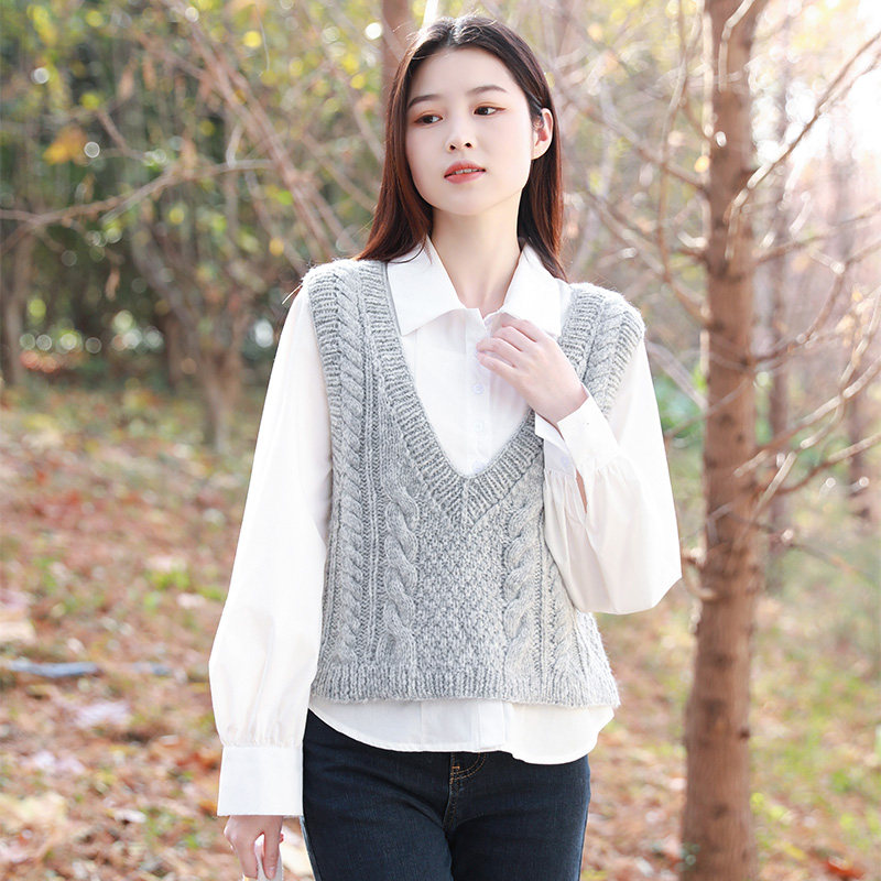 毛儿手作 小清新女士背心材料包  棒针手工毛线编织diy制作 轻云,服饰配件/皮带/帽子/围巾,DIY编织材料包,淘宝优惠券,粉丝福利购,淘宝优惠卷