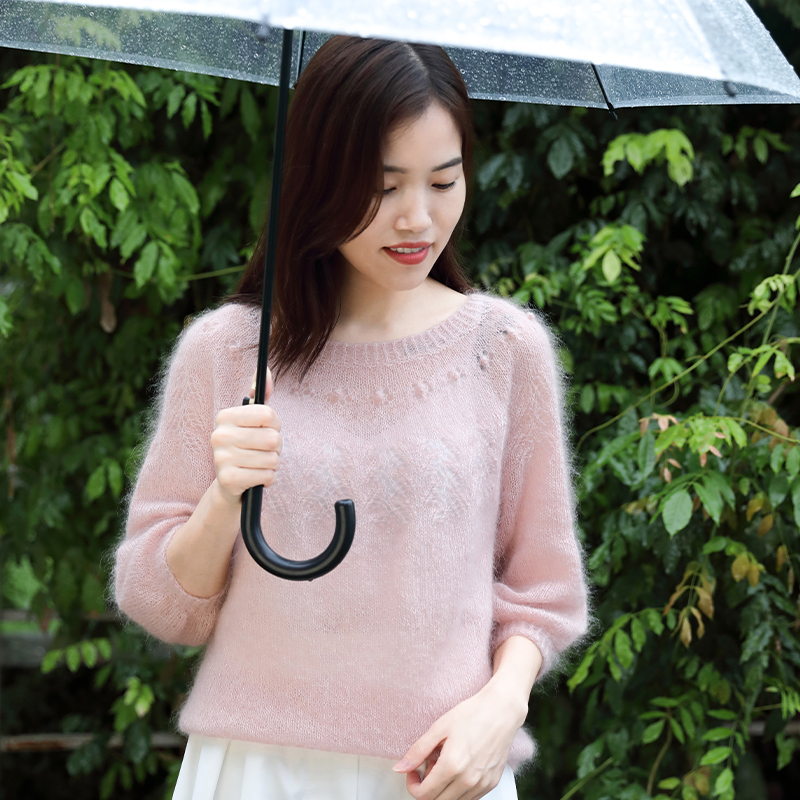 毛儿手作玲珑七分袖毛衣材料包