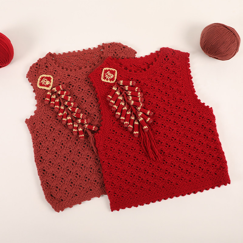 毛儿手作 鞭炮声声儿童背心材料包 钩针手工编织毛线diy 初雪,服饰配件/皮带/帽子/围巾,DIY编织材料包,淘宝优惠券,粉丝福利购,淘宝优惠卷