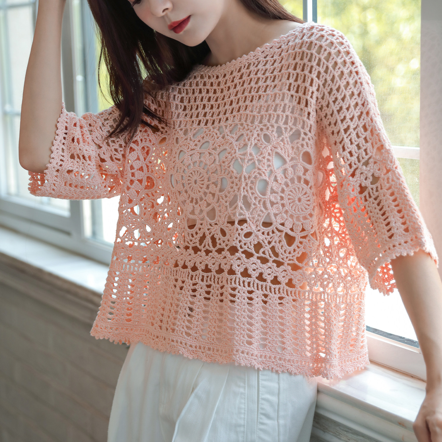 毛儿手作 花信 女士钩针中袖材料包 钩针手工编织diy制作 竹苇棉,服饰配件/皮带/帽子/围巾,DIY编织材料包,淘宝优惠券,粉丝福利购,淘宝优惠卷