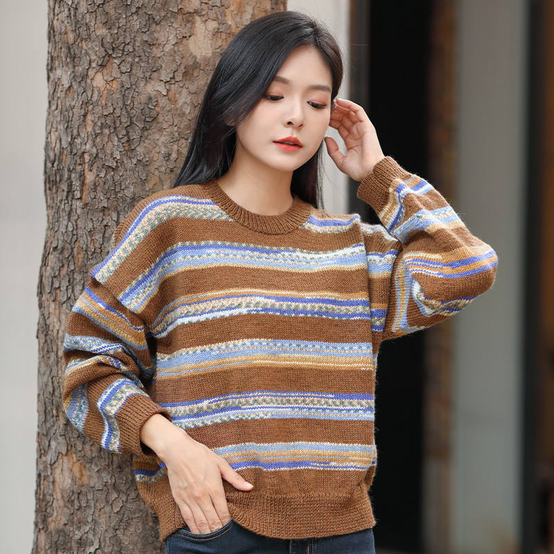 慢时光情侣款条纹毛衣材料包