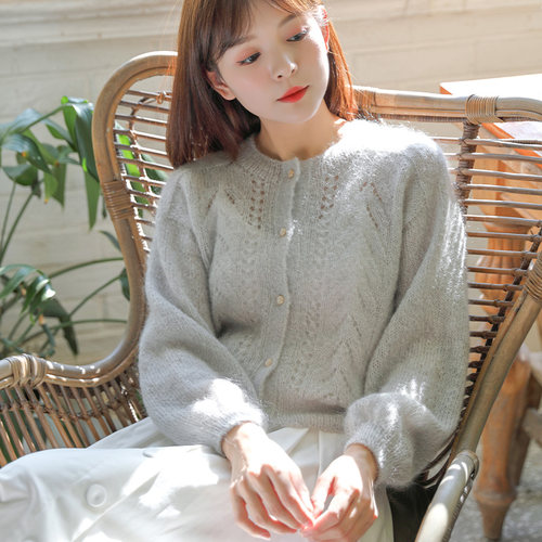 毛儿手作 长风女士开衫材料包 棒针手工毛线编织diy制作 光影