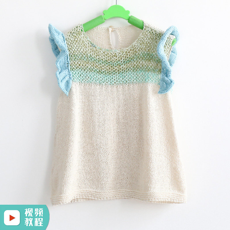 毛儿手作 木耳边裙子材料包 棒针钩针手工编织制作毛线diy 扁带线
