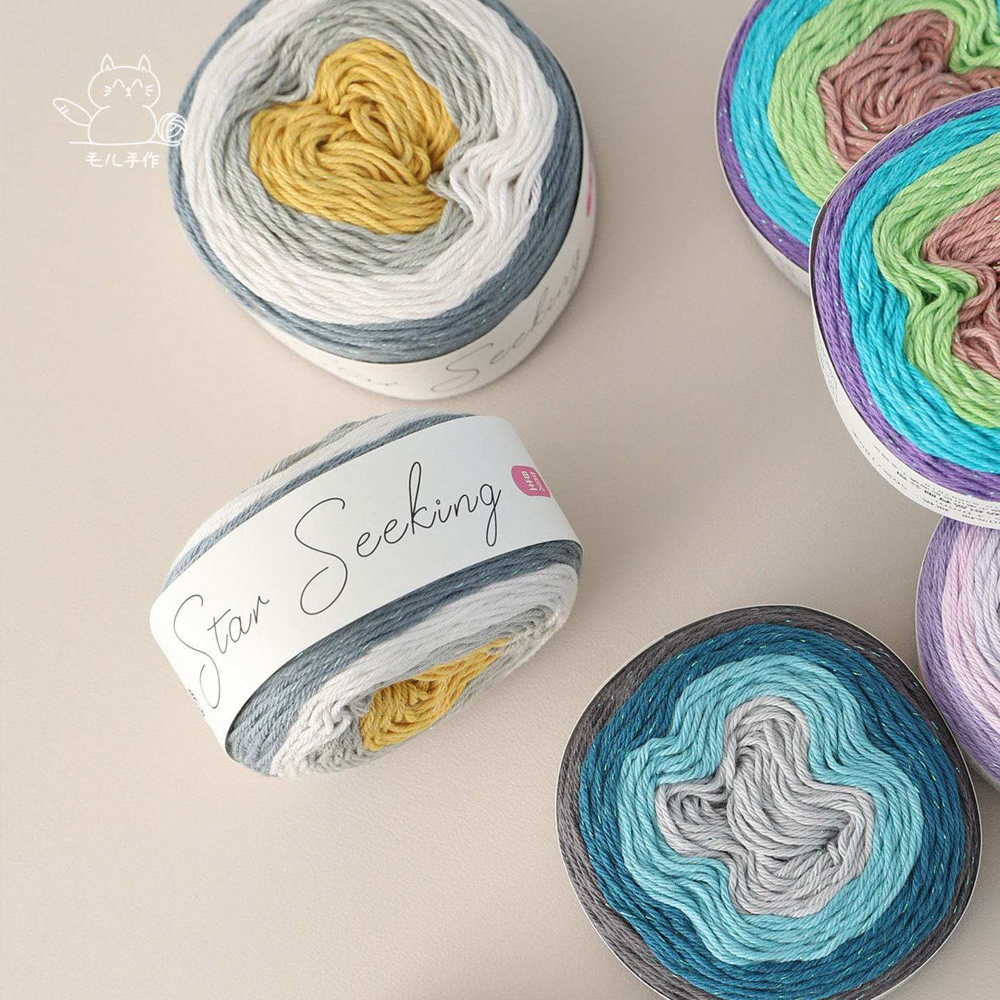 毛儿手作 星觅 彩色段染混纺毛线 手工编织diy彩色渐变段染糖果色