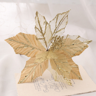 金色圣诞花银色闪粉蓝色粉色透明圣诞树配饰挂件花环藤条场景装饰