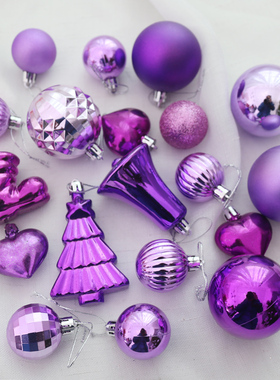 圣诞球紫色异形球糖果靴子钻石卡通5CM6CM圣诞节装饰品树挂饰摆件