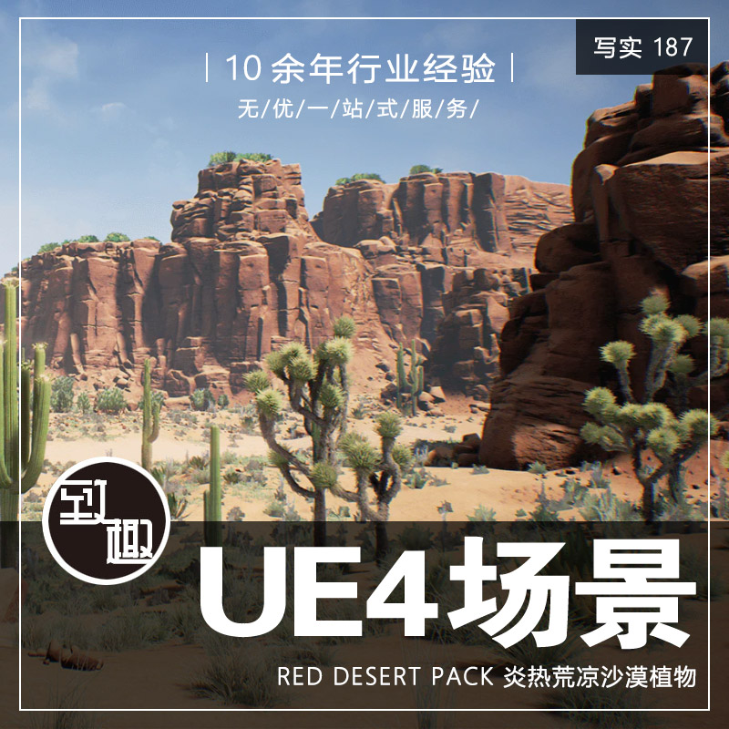 UE4虚幻5_精品烈日炎热荒凉沙漠山脉植物仙人掌场景资源_写实187