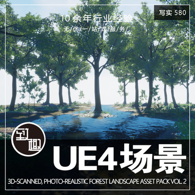 UE4虚幻5_照片级森林景观自然景色小溪湿地cg游戏场景_写实580