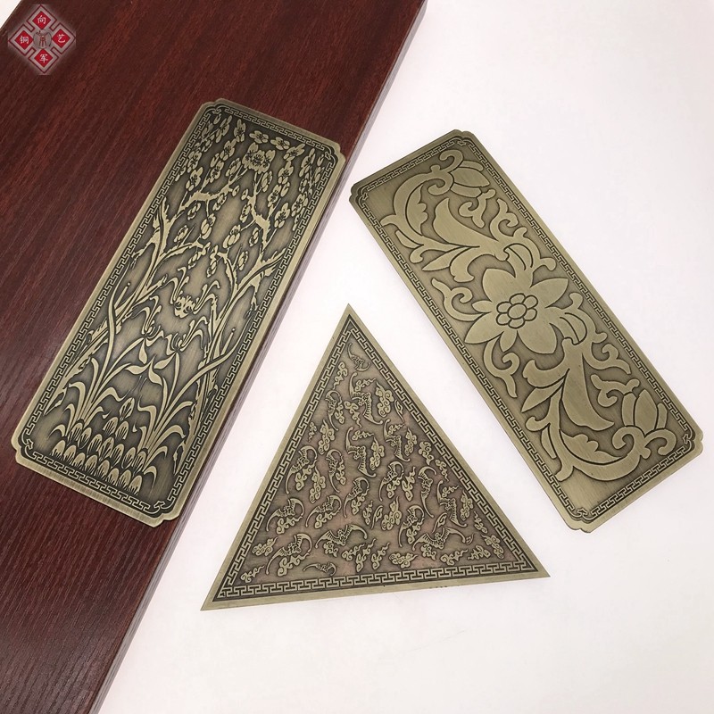 仿古大木门包角纯铜镂空装饰背景墙面客厅挂件中式家具黄铜贴壁画