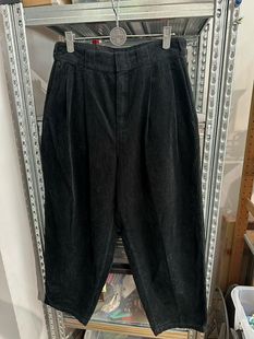 单男式 腰围80 复古两褶条绒休闲长裤 样品码 微锥直筒 日本线元