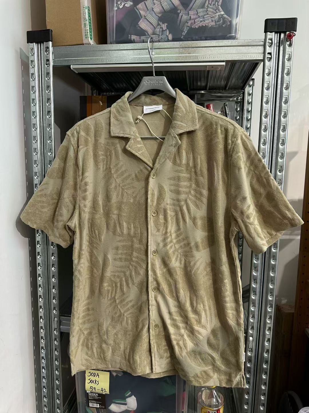 原单男式薄型毛巾棉针织短袖衬衫 丹麦订单 古巴领  M 胸围112