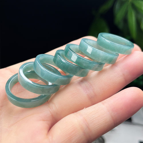 冰底蓝水绿方戒正品天然翡翠戒指a货玉指环戒圈手饰指环多款内圈