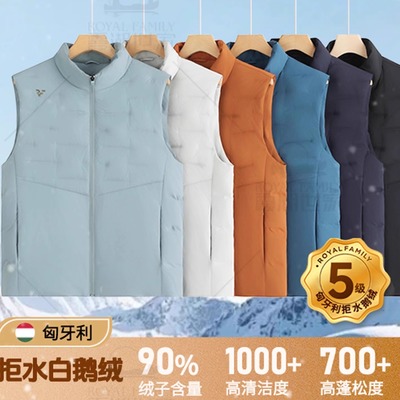 霞湖世家拒水鹅绒羽绒背心立领