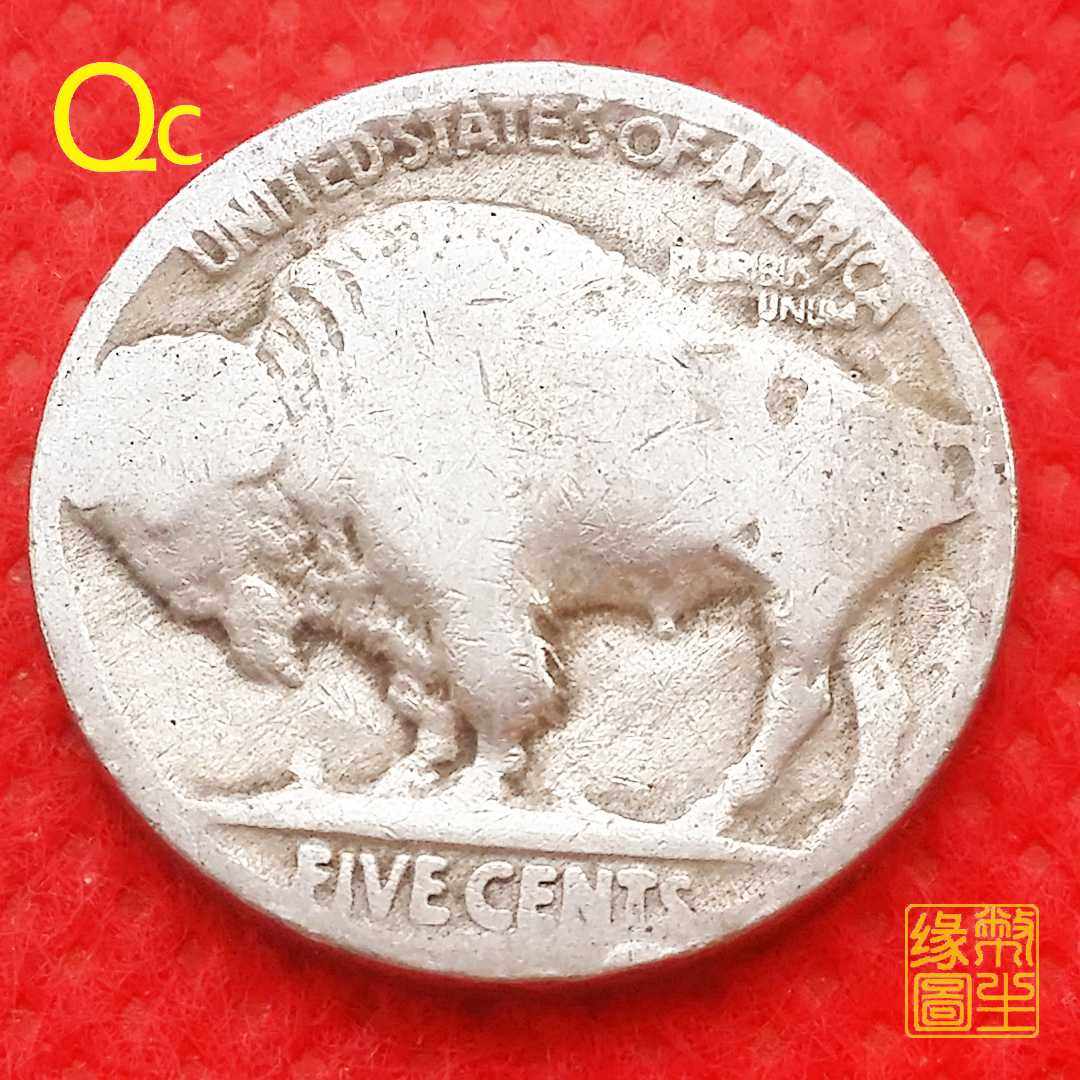 1920年美国5美分铜镍硬币 21毫米 印第安人 牦牛野牛 绝版收藏品