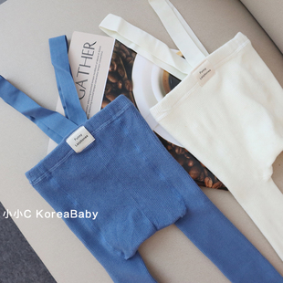 韩国婴童背带纯棉无骨打底裤袜！2026春装新款男女宝宝百搭针织裤