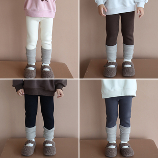 洋气翻边对比色！韩国女童26春装A类一体绒无骨款打底裤宝宝裤子