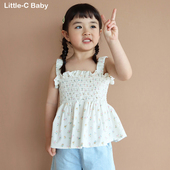 宝宝洋气上衣 娃娃衫 嗲嗲小仙女 女童小众高级25春夏纯棉碎花无袖