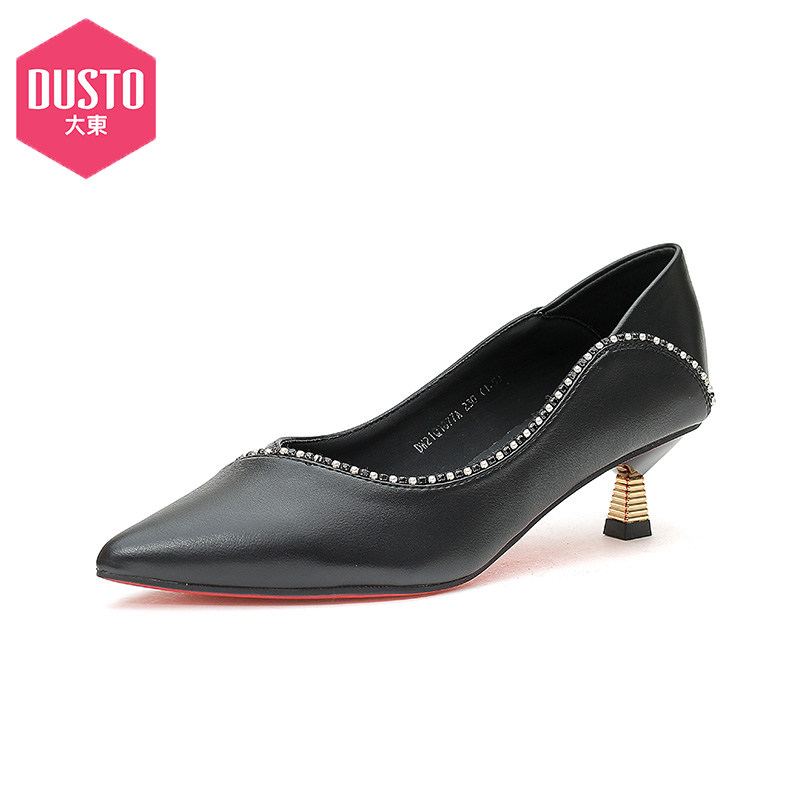 大东新款春秋季优雅尖头细跟套脚高跟单鞋女鞋21q1877
