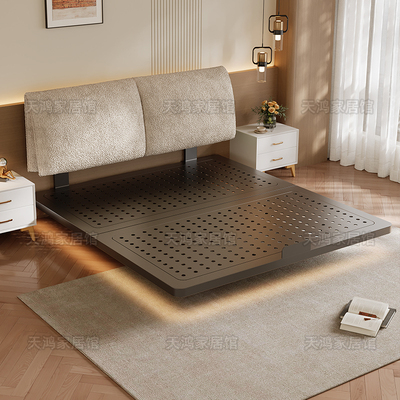 悬浮床双人床卧室家用碳素钢架单人洞洞板可升降雪尼尔软包铁艺床