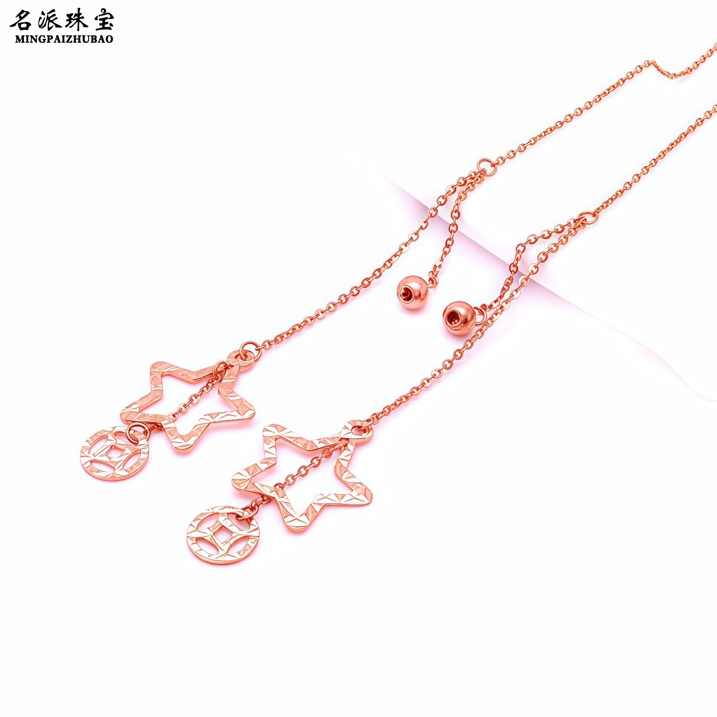 俄罗斯玫瑰金流苏耳线女