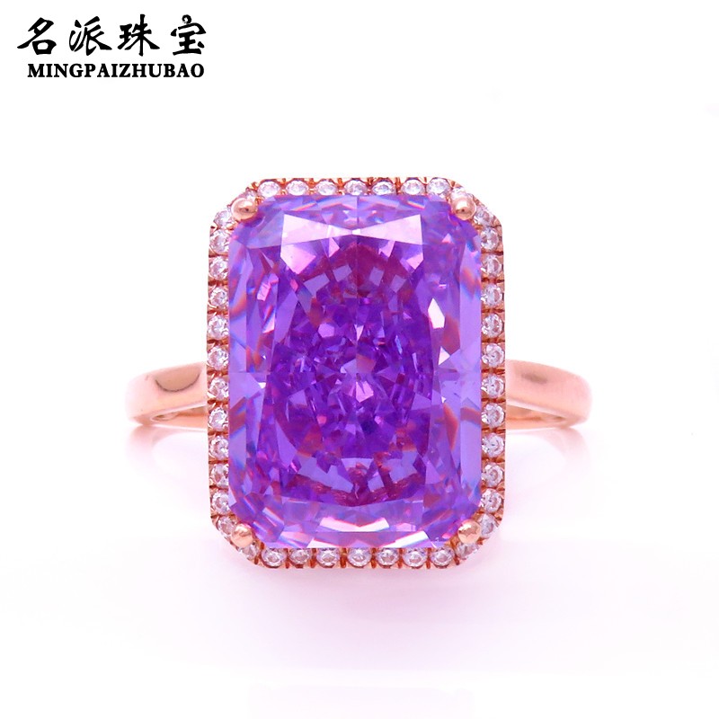 喜爱福戒指女玫瑰金俄罗斯紫金