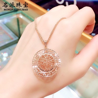 俄罗斯玫瑰金镂空平安扣彩金吊坠