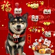 过新年春节毛球球项圈宠物猫咪大狗狗喜庆配饰魔术贴柴犬柯基泰迪