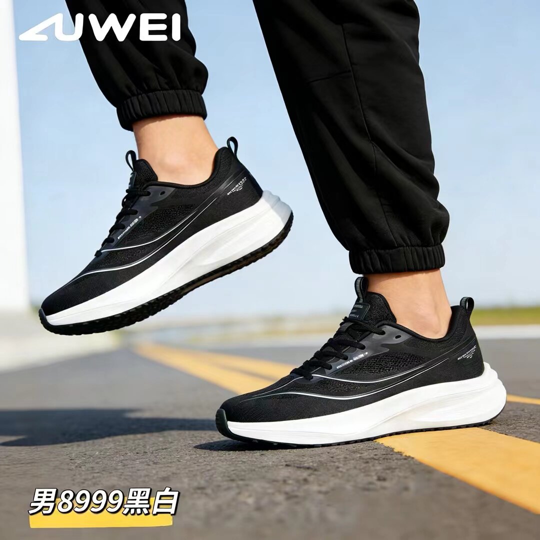 鹭威男士运动鞋2026春季新款超轻爆米花透气网布鞋高端休闲跑步鞋