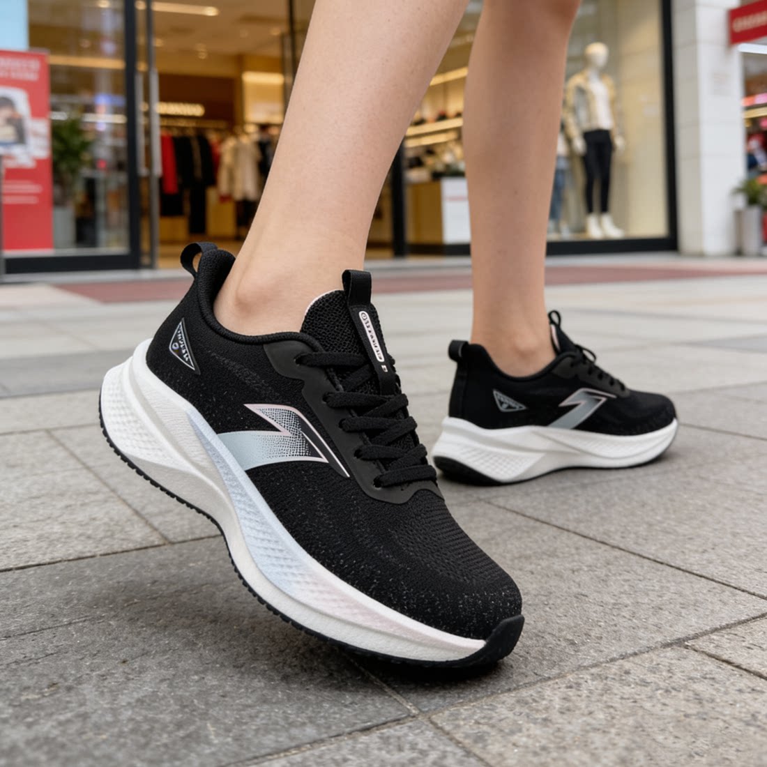 鹭威女士运动鞋2026春夏新款超轻防滑爆米花底单网透气网布鞋休闲