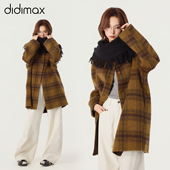 didimax冬季 W35983 黄色格子毛呢外套 新款 商场同款
