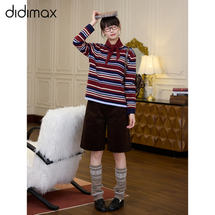 didimax冬季新款彩色条纹毛织上衣 原创设计俏皮学生针织衫W26362